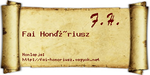 Fai Honóriusz névjegykártya